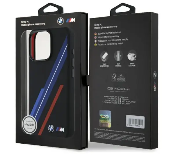 BMW Silicone Random Lines MagSafe do iPhone 16 Pro Czarny