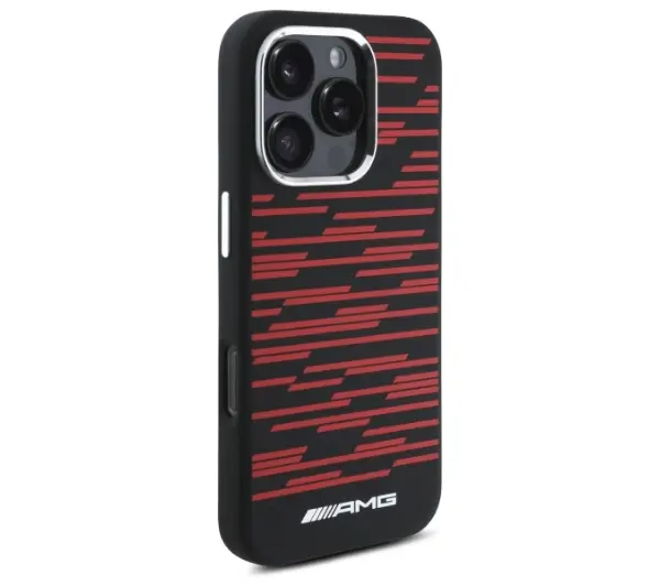 Mercedes-Benz Silicone Graphics MagSafe do iPhone 16 Pro Czarno-czerwony