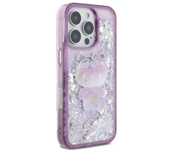 Hello Kitty Liquid Glitter 50TH Anniversary Party iPhone 16 Pro Fioletowy
