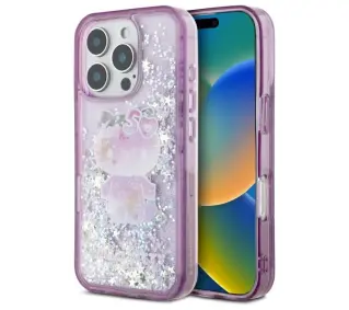 Hello Kitty Liquid Glitter 50TH Anniversary Party iPhone 16 Pro Fioletowy