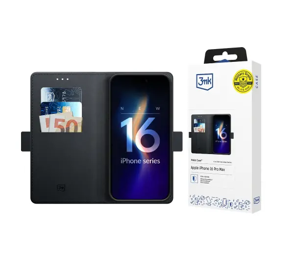 3mk Wallet Case do iPhone 16 Pro Max Czarny
