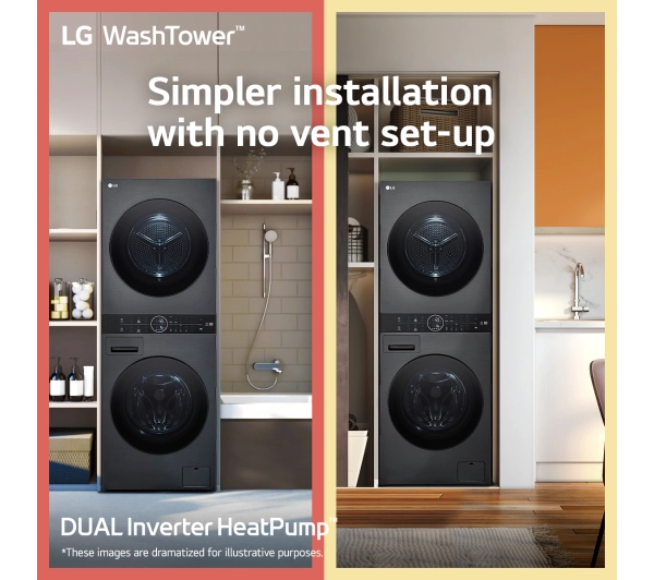 LG WashTower WT1210BBF 66cm 12kg/10kg Zdalne sterowanie - Kup na Raty - RRSO 0%