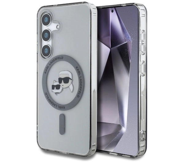 Etui KARL LAGERFELD Button Karl & Choupette Heads Printed Logo MagSafe do Samsung Galaxy S25 Czarny