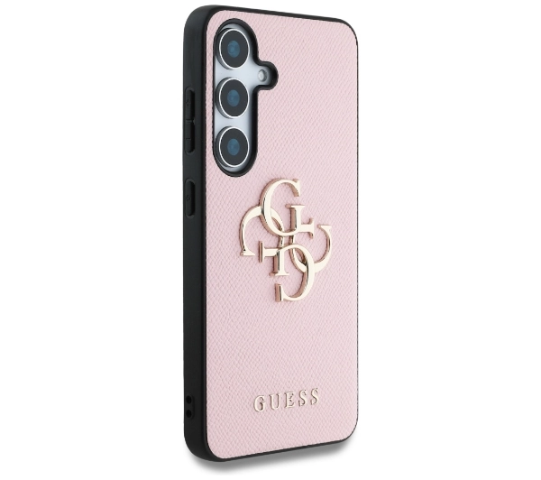 Guess Grained Big 4G Logo Small Classic Logo do Galaxy S25 Plus Różowy