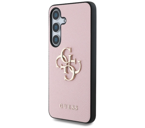 Guess Grained Big 4G Logo Small Classic Logo do Galaxy S25 Plus Różowy