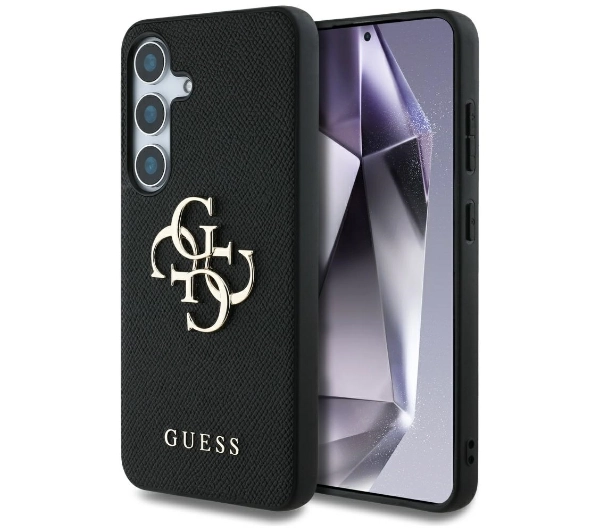 Guess Grained Big 4G Logo Small Classic Logo do Galaxy S25 Czarny