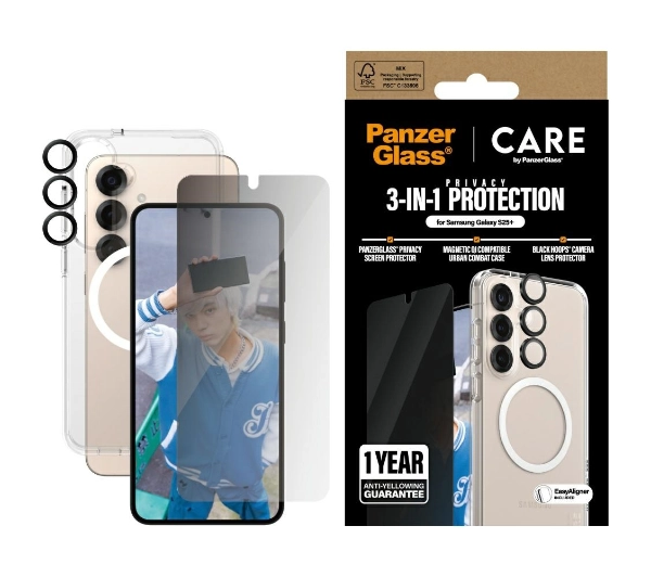 PanzerGlass CARE by PanzerGlass Flagship 3w1 Etui+Szkło Prywatyzujące+Lens do Galaxy S25 Plus