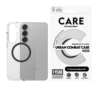 PanzerGlass Flagship Urban Combat Black QI do Galaxy S25 Plus Przezroczysty