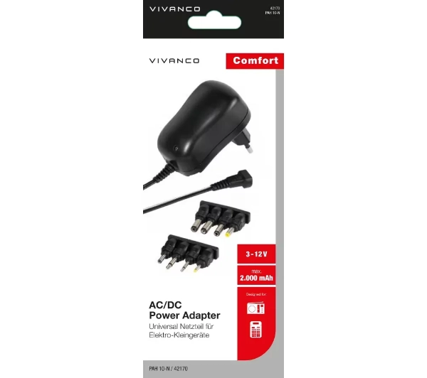 Vivanco PAH 10-N / 42170 AC/DC Power Adapter 3-12V 2000mA