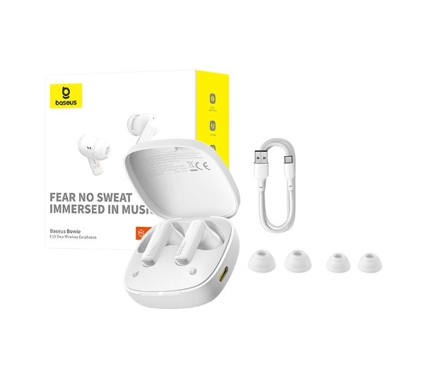 Baseus Bowie E19 Dokanałowe Bluetooth 5.3 Biały