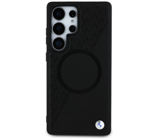 BMW Leather Half Textured MagSafe do Galaxy S25 Ultra Czarny