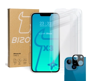 Bizon 3x szkło + szybka na aparat do iPhone 14