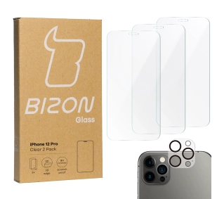 Bizon 3x szkło + szybka na aparat Clear 2 Pack do iPhone 12 Pro