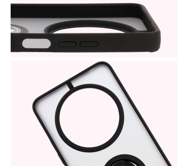 Bizon z uchwytem na palec Hybrid Ring do Xiaomi Redmi 14C 4G / POCO C75 Przydymione z czarną ramką