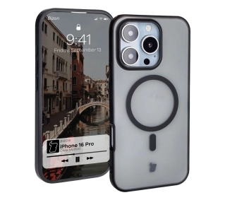 Bizon MatteO z MagSafe do iPhone 16 Pro Półprzezroczyste z czarną ramką