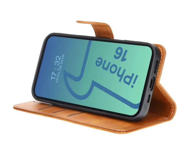 Bizon z klapką Pocket do iPhone 16 Brązowy