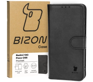 Bizon z klapką Pocket do Xiaomi Redmi 13C/Xiaomi Poco C65 Czarny