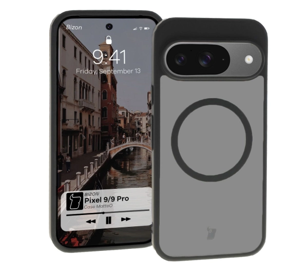 Bizon MatteO z MagSafe do Google Pixel 9/9 Pro Półprzezroczyste z czarną ramką