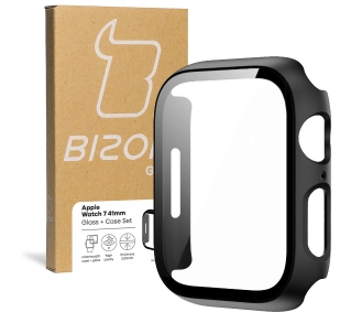 Bizon ze szkłem do Apple Watch 9/8/7 41mm Czarny