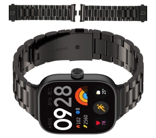 Bizon ze stali nierdzewnej Aura do Xiaomi Smart Band 9 Pro/8 Pro / Redmi Watch 5/4 Czarny
