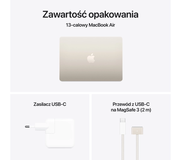 Apple MacBook Air 2025 13,6" M4 16GB RAM 256GB Dysk macOS Księżycowa poświata Funkcje AI - Kup na Raty - RRSO 0%