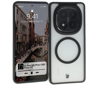 Bizon MatteO z MagSafe do Xiaomi Redmi Note 14 Pro 5G / 14 Pro Plus 5G / Poco X7 Półprzezroczyste z czarną ramką