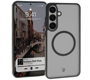 Bizon MatteO z MagSafe do Galaxy S25 Plus Półprzezroczyste z czarną ramką