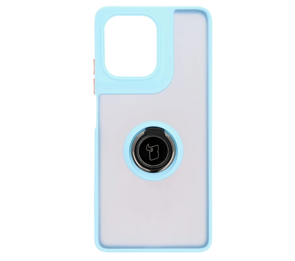 Bizon z uchwytem na palec Hybrid Ring do Motorola Moto G75 5G Przydymione z jasnoniebieską ramką