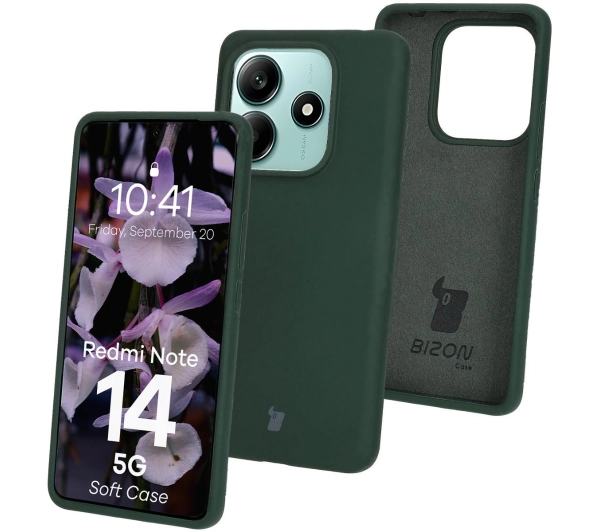 Bizon Silikonowe Soft do Xiaomi Redmi Note 14 5G Ciemnozielony