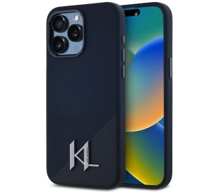Karl Lagerfeld Silicone Shadow Metal Initial MagSafe do iPhone 15 Pro Max Czarny