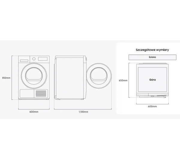 Samsung DV90DG52A0TEEO Funkcje AI 60cm 9kg Zdalne sterowanie - TRZECI -55%, ALBO 5-TY ZA 1ZŁ - Kup na Raty - RRSO 0%