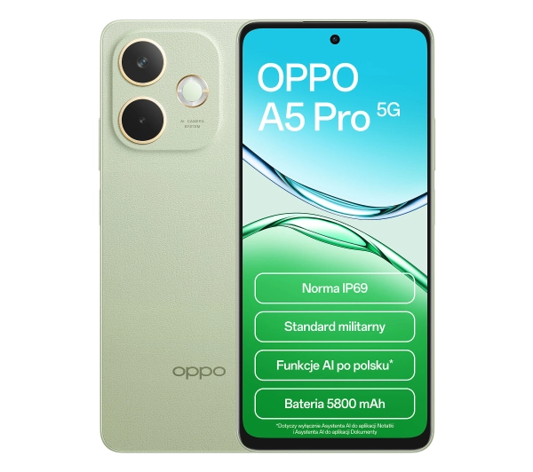 OPPO A5 Pro 5G 8/256GB Funkcje AI 6,6" 120Hz 50Mpix Zielony