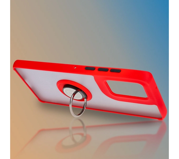 Bizon z uchwytem na palec Hybrid Ring do Motorola Edge 50 Fusion przydymione z Czerwoną ramką