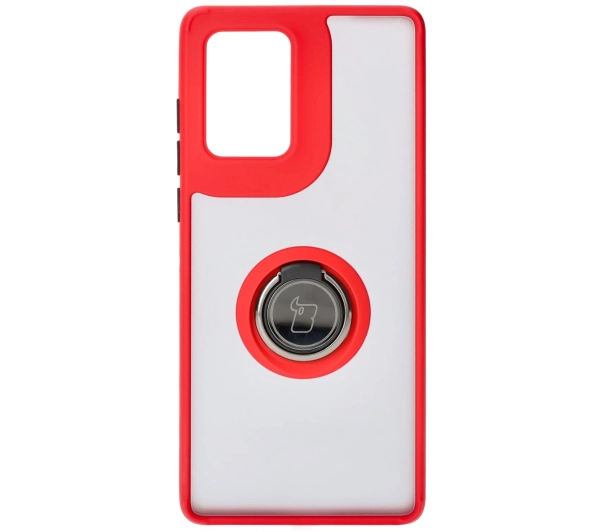 Bizon z uchwytem na palec Hybrid Ring do Motorola Edge 50 Fusion przydymione z Czerwoną ramką