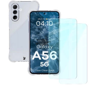 Bizon elastyczne etui Salpa + 2x szkło hartowane Clear Pack do Galaxy A56 5G