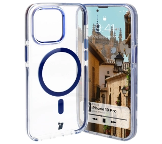 Bizon Marco z MagSafe do iPhone 13 Pro Przezroczysty z Niebieską ramką