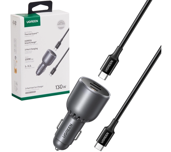 UGREEN EC705 USB + 2x USB-C 130W + kabel 1m 5A Czarny