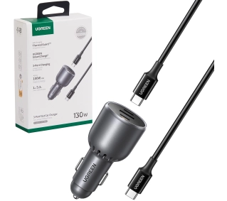 UGREEN EC705 USB + 2x USB-C 130W + kabel 1m 5A Czarny