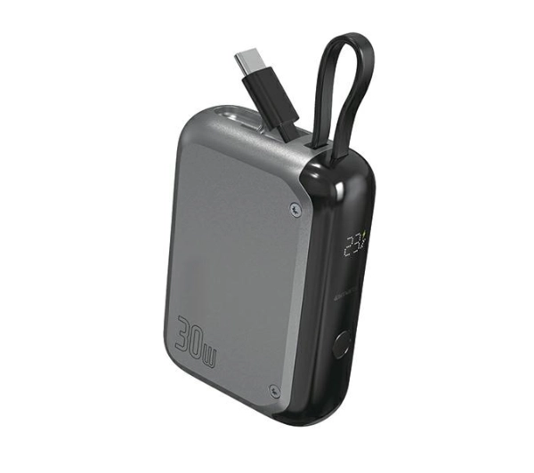 4smarts Pocket 10000mAh 30W Wbudowany kabel USB-C Szary