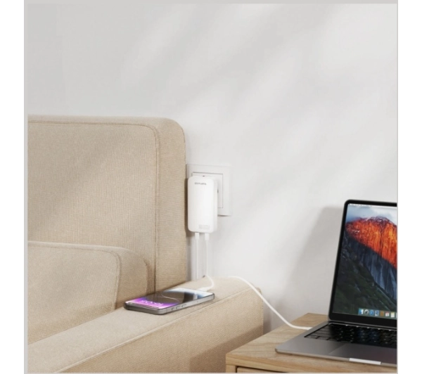 4smarts FlatPlug Slim Dual 65W GaN 2xUSB-C Biały