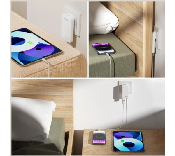 4smarts FlatPlug Slim Dual 65W GaN 2xUSB-C Biały