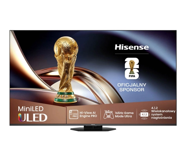 Hisense 75U8Q  75" ULED MiniLED 4K 165Hz Smart TV Funkcje AI Dolby Vision Dolby Atmos HDMI 2.1 DVB-T2