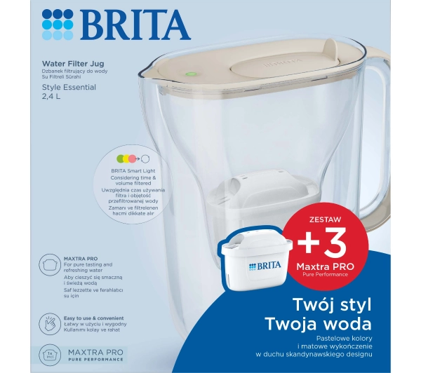 Brita Style Essential 2,4l 3 wkłady Piaskowy