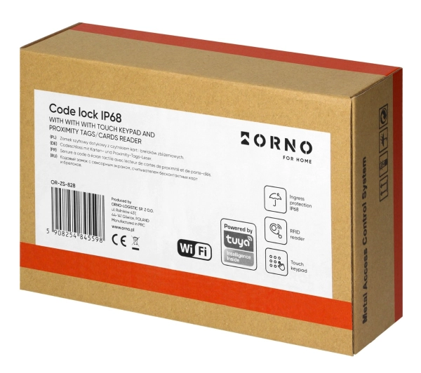 Orno szyfrowy dotykowy OR-ZS-828 czytnik kart i breloków Wi-Fi IP68 Tuya Smart