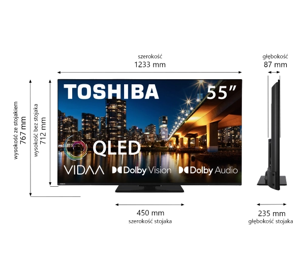 Toshiba 55QV3463DG 55" QLED 4K Smart TV VIDAA Dolby Vision HDMI 2.1 DVB-T2 - Kup na Raty - RRSO 0%