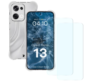 Bizon elastyczne etui Salpa + 2x szkło hartowane Clear Pack do Oppo Reno13