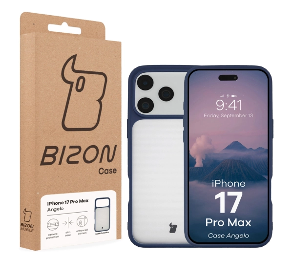 Bizon Angelo do Apple iPhone 17 Pro Max z niebieską ramką