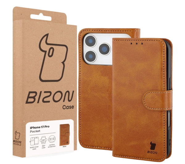 Bizon z klapką Pocket do Apple iPhone 17 Pro Brązowy