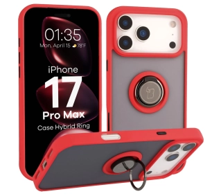 Bizon z uchwytem na palec Hybrid Ring do Apple iPhone 17 Pro Max Przydymione z Czerwoną ramką