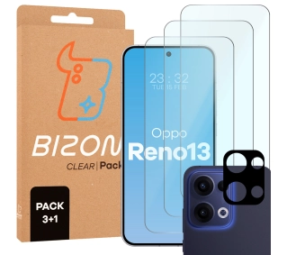 Bizon 3x szkło + szybka na aparat Clear 2 Pack do Oppo Reno13